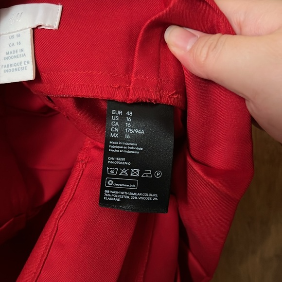 H&M Red Belted Pleated Trouser size 16 - Picture 5 of 11